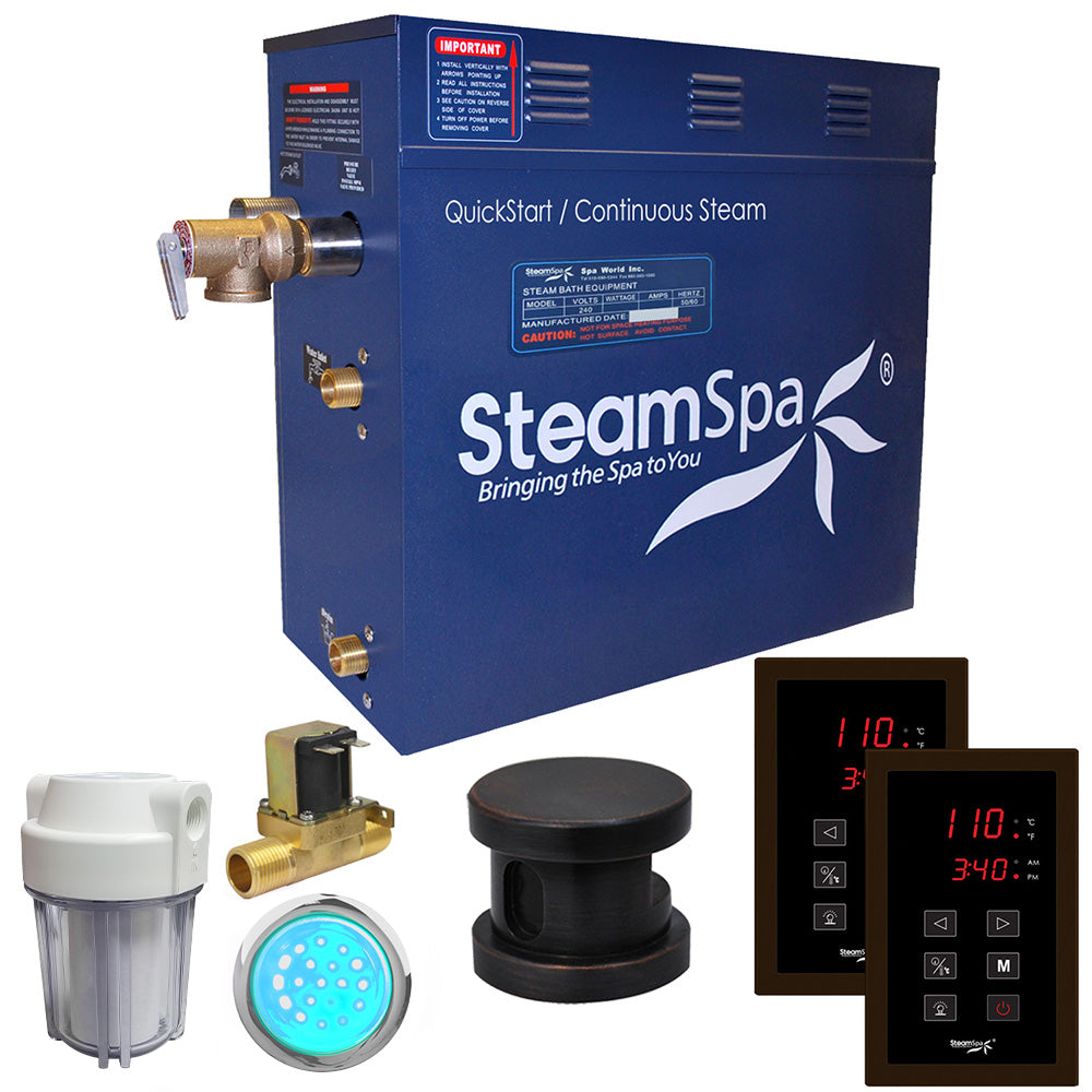 SteamSpa Royal 7.5 KW QuickStart Acu-Steam Bath Generator Package with Built-in Auto Drain in Oil Rubbed Bronze